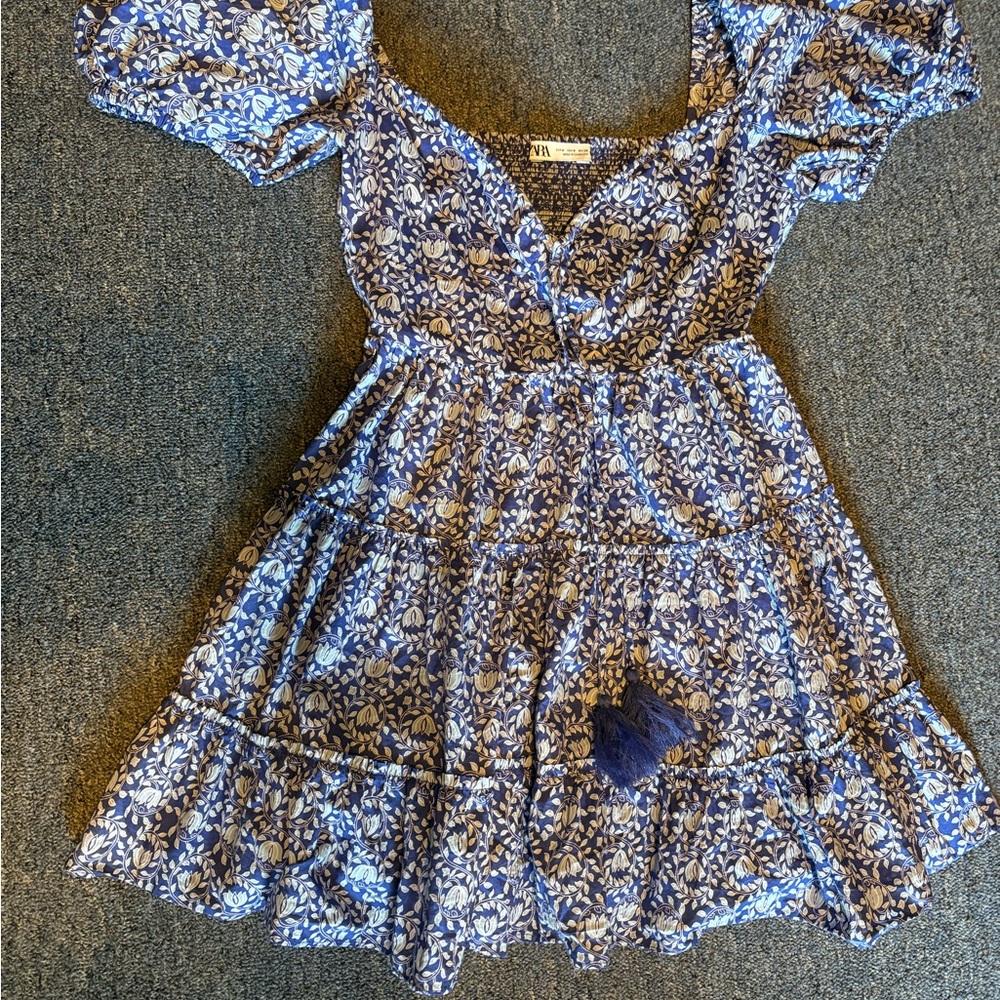 Zara Blue Floral Casual Dress